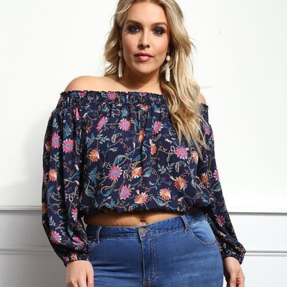 2x 3x PLUS Non-wrinkle Soft Rayon Off Shoulder Top - Picture 2 of 6